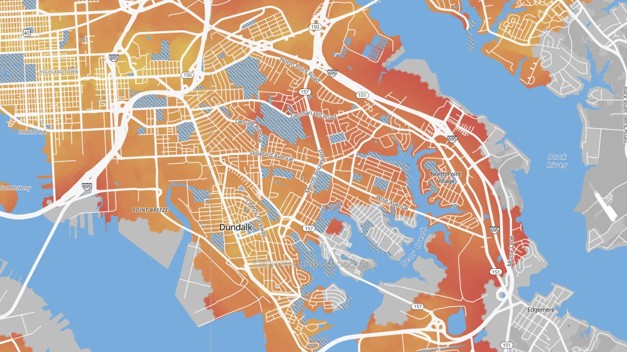 Transit Grade map of Dundalk, MD