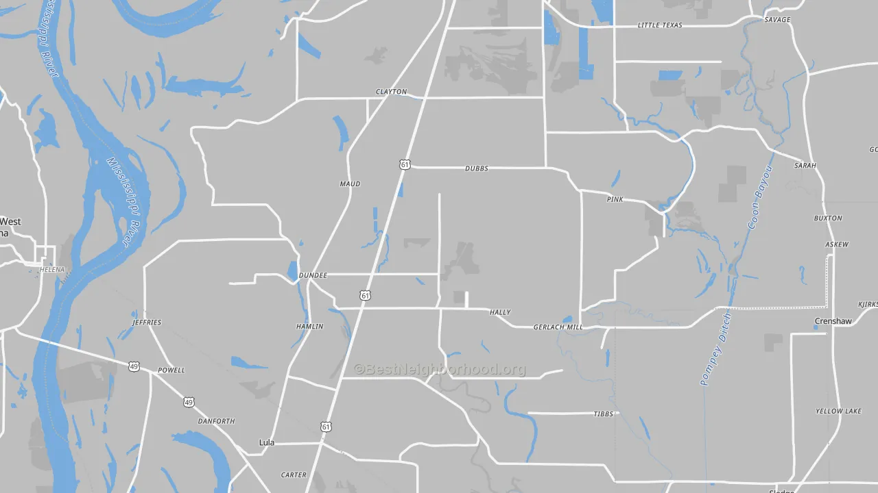 Transit Grade map of Dundee, MS