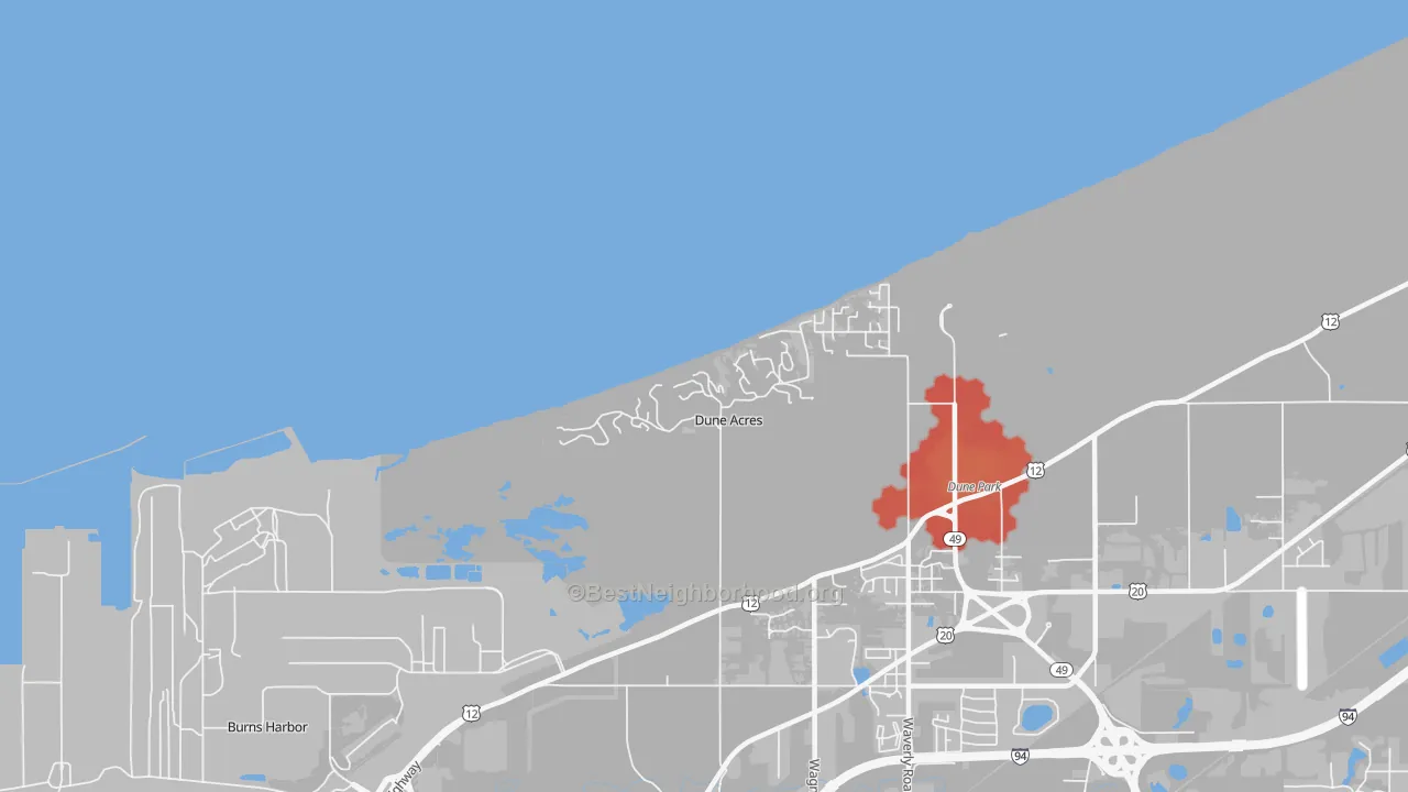 Transit Grade map of Dune Acres, IN
