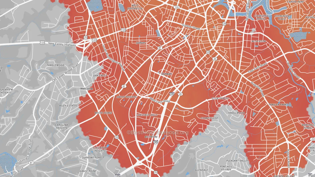 Transit Grade map of Dunean, SC