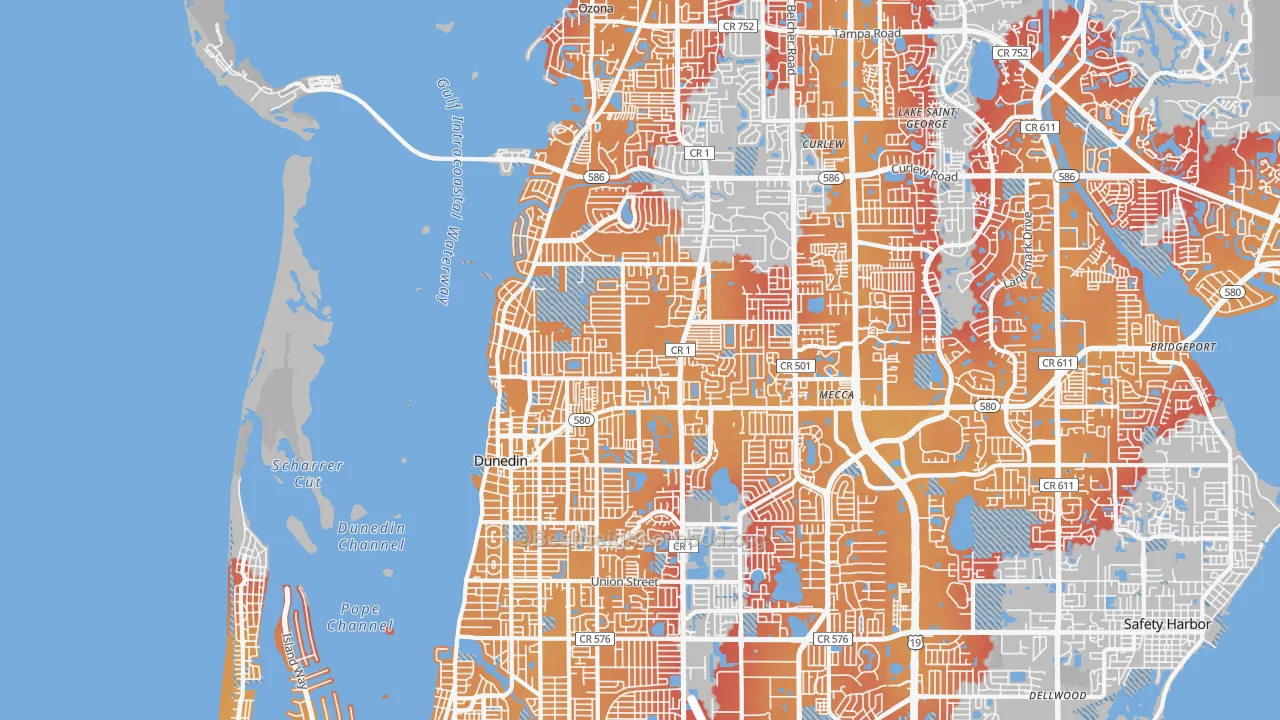 Transit Grade map of Dunedin, FL