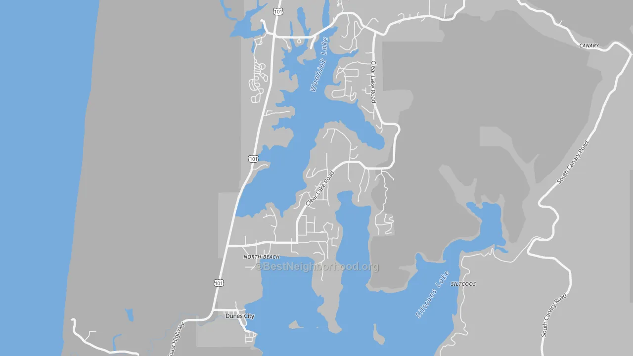 Transit Grade map of Dunes City, OR