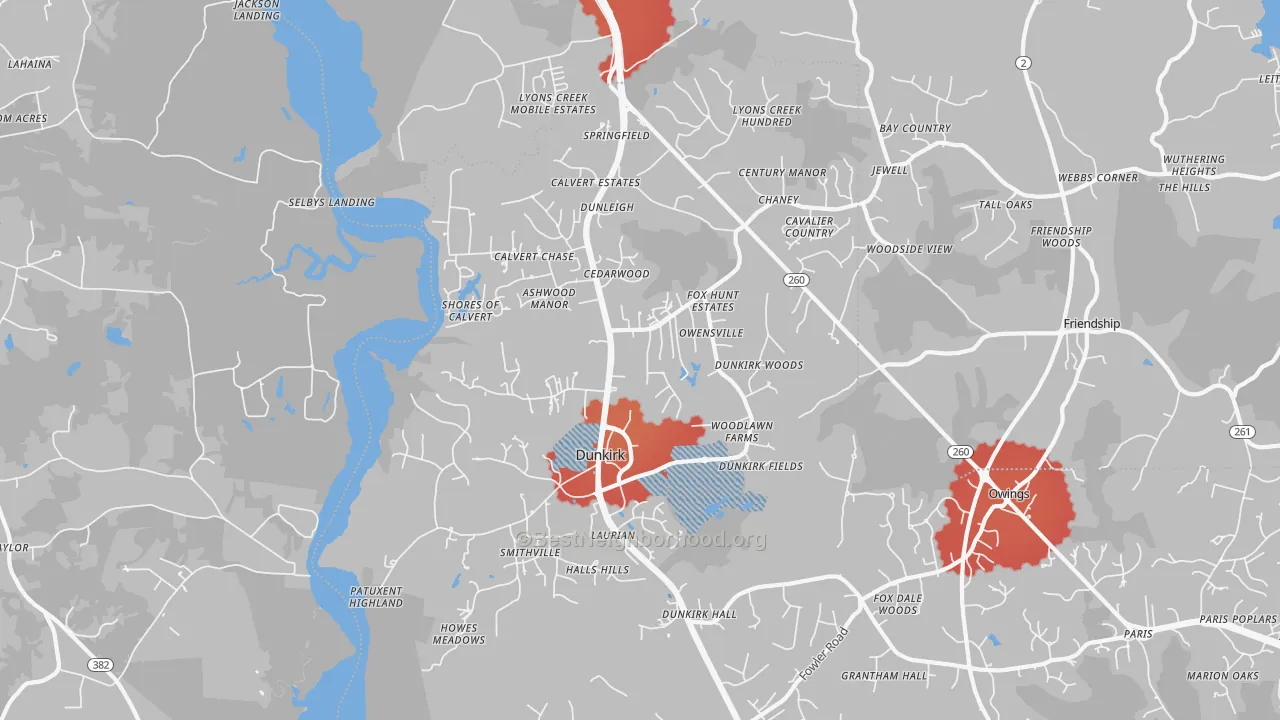 Transit Grade map of Dunkirk, MD