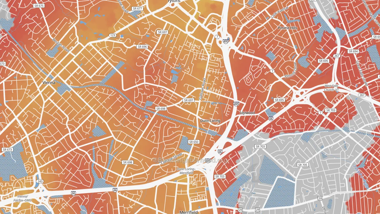 Transit Grade map of Dunn Loring, VA