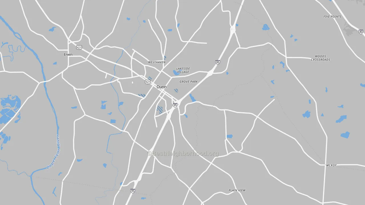 Transit Grade map of Dunn, NC