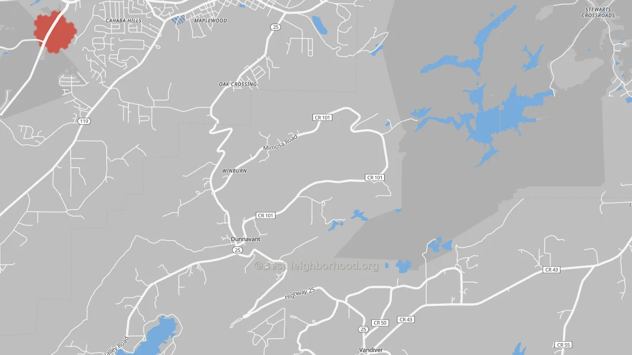Transit Grade map of Dunnavant, AL