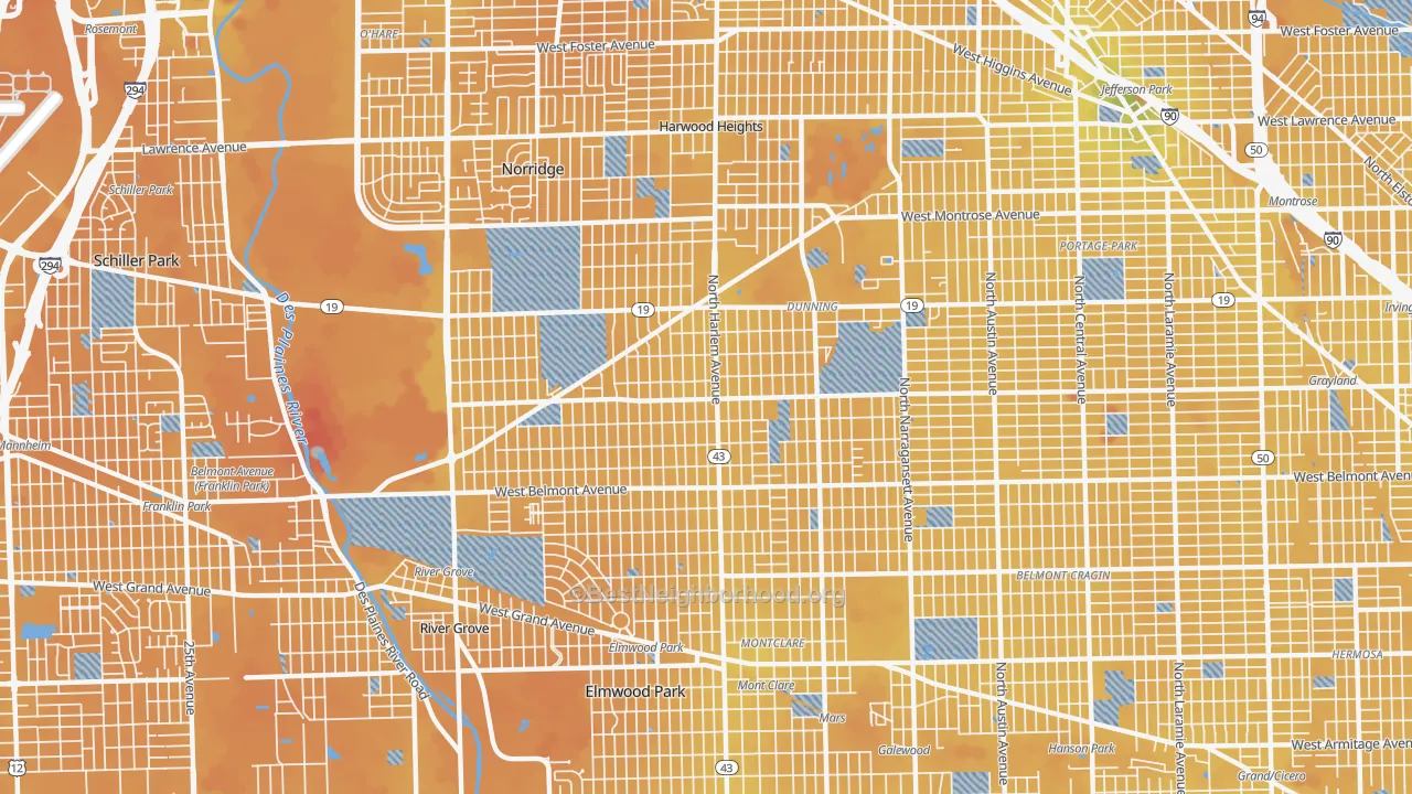 Transit Grade map of Dunning, Chicago, IL