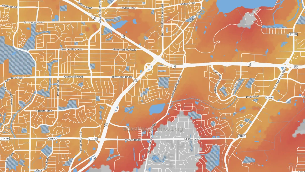 Transit Grade map of Dunn's Marsh, Madison, WI