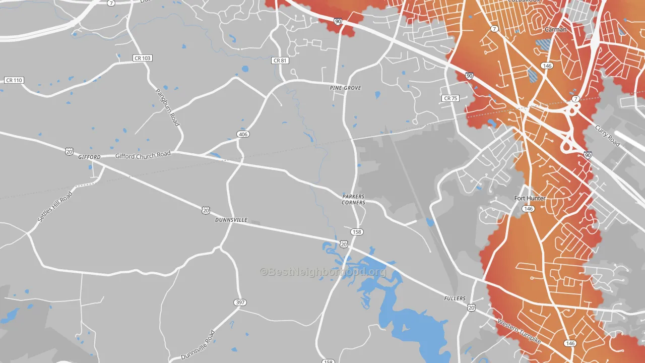 Transit Grade map of Dunnsville, NY