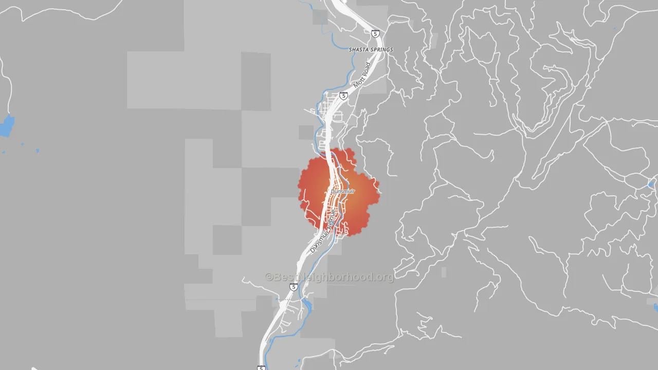 Transit Grade map of Dunsmuir, CA