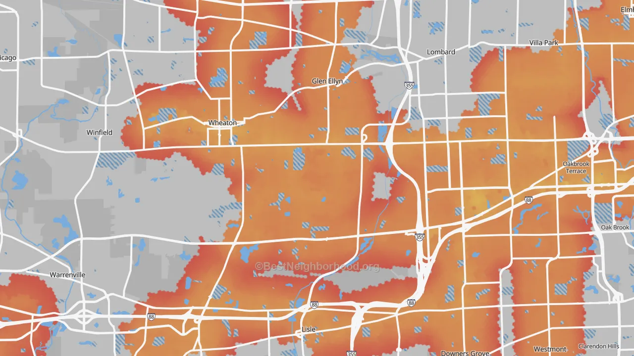 Transit Grade map of DuPage County, IL