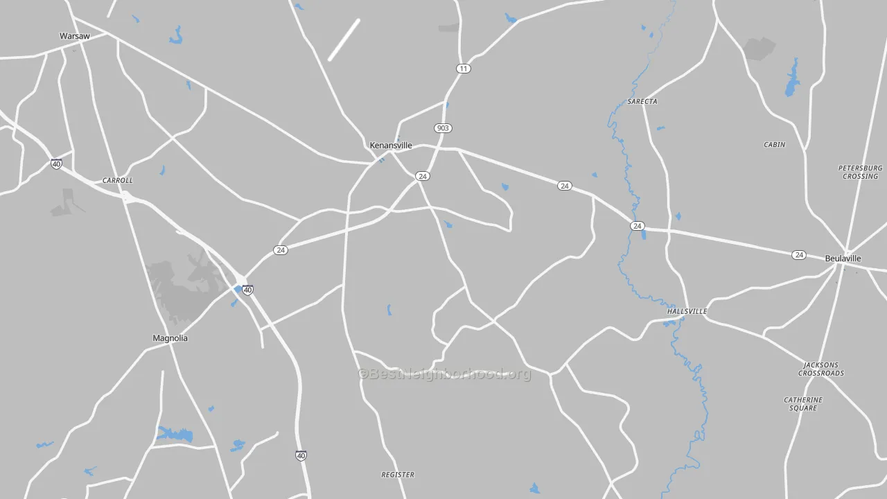 Transit Grade map of Duplin County, NC