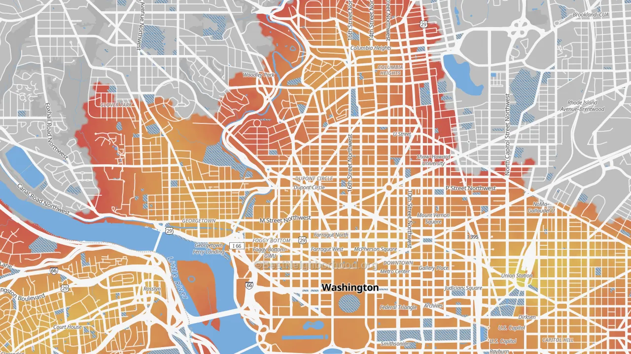 Transit Grade map of Dupont Circle, Washington, DC