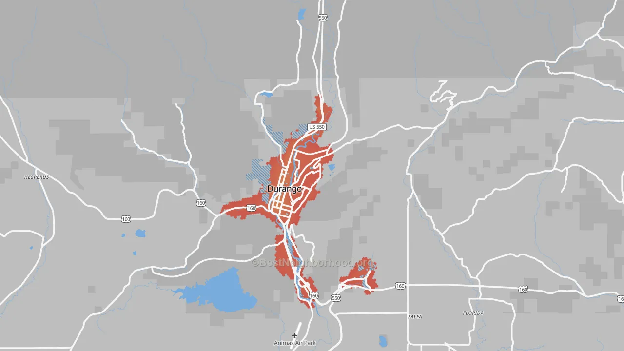 Transit Grade map of Durango, CO