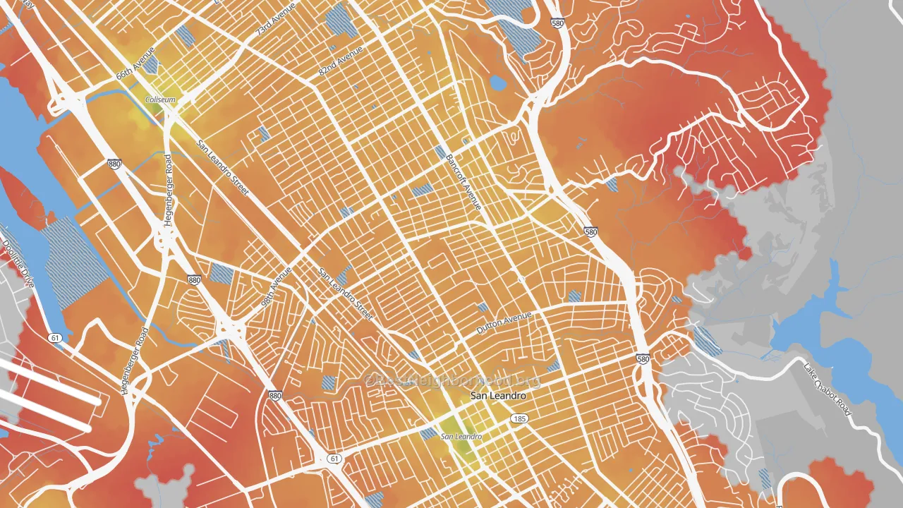 Transit Grade map of Durant Manor, Oakland, CA