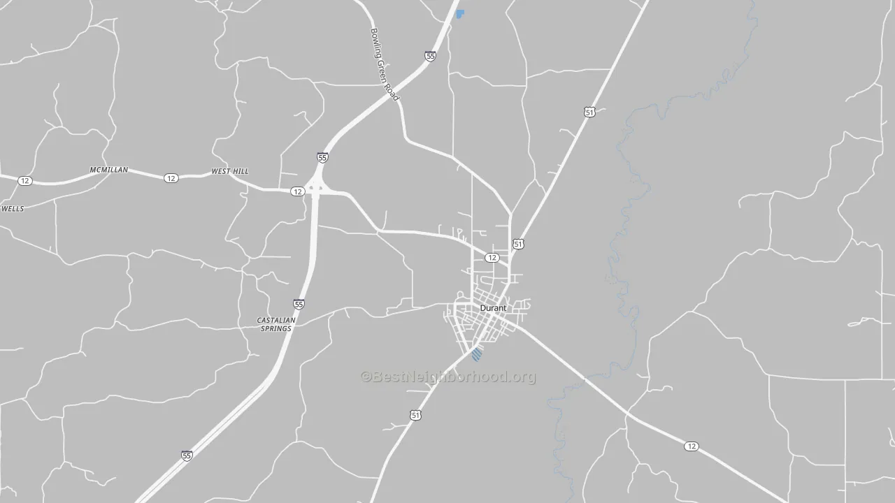 Transit Grade map of Durant, MS