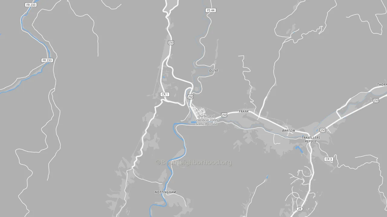 Transit Grade map of Durbin, WV