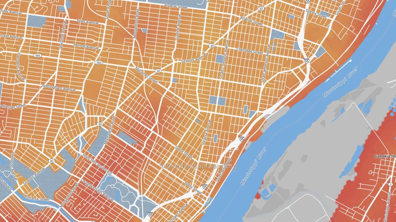 Transit Grade map of Dutchtown, St. Louis, MO