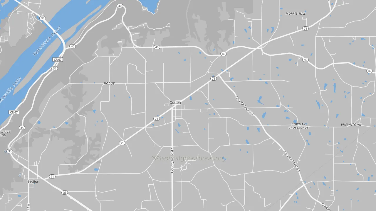 Transit Grade map of Dutton, AL