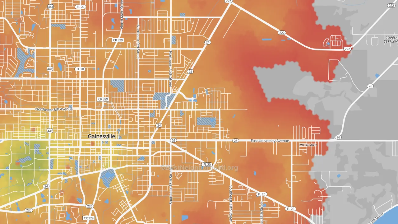 Transit Grade map of Duval-Eagle Eyes Crime Watch, Gainesville, FL