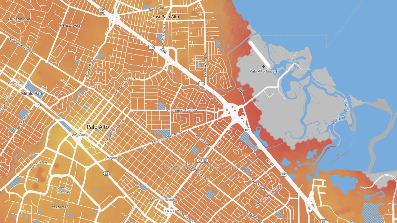 Transit Grade map of Duveneck-Saint Francis, Palo Alto, CA