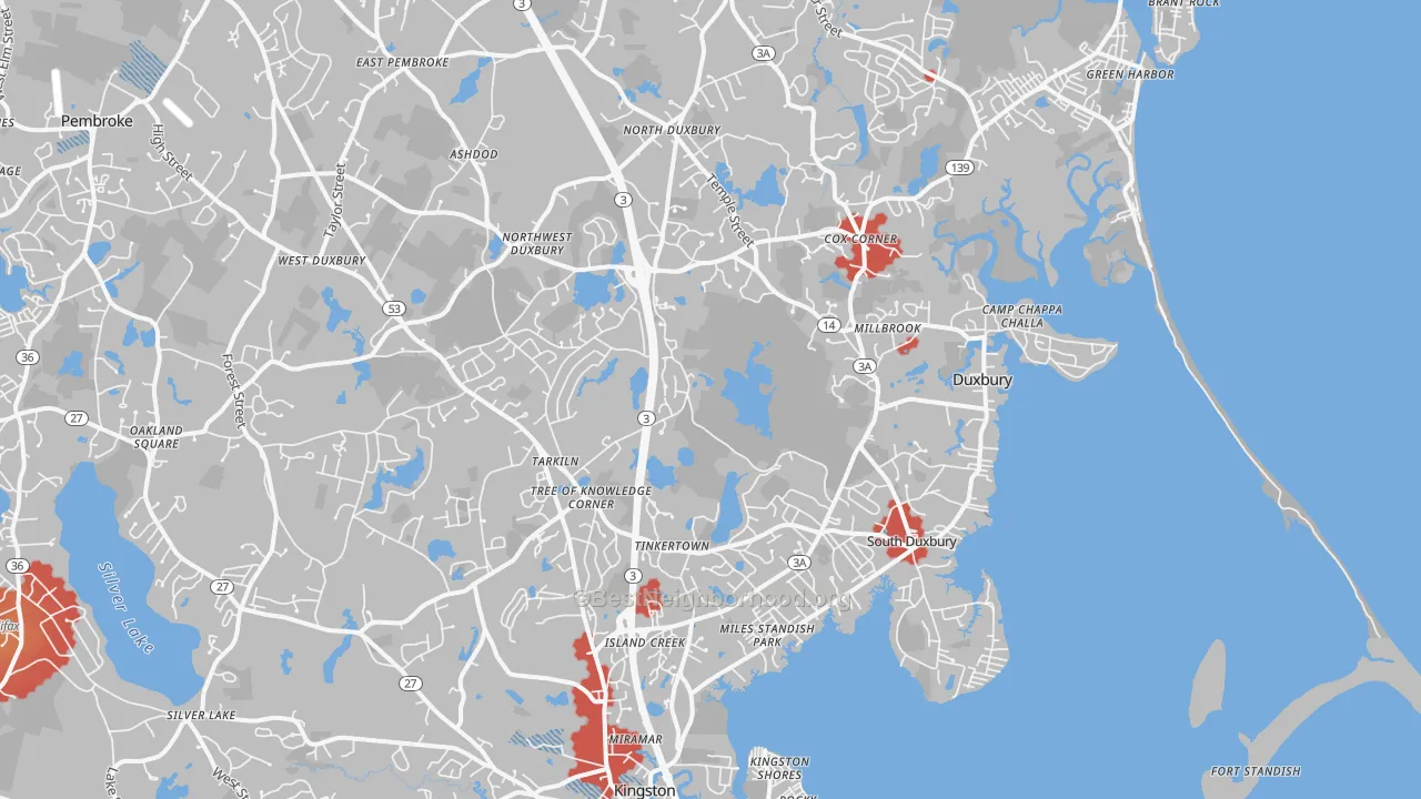 Transit Grade map of Duxbury, MA