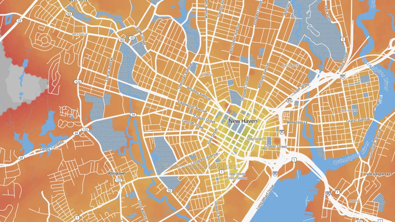 Transit Grade map of Dwight, New Haven, CT