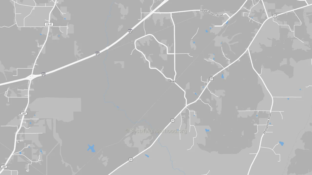 Transit Grade map of Dyas, AL