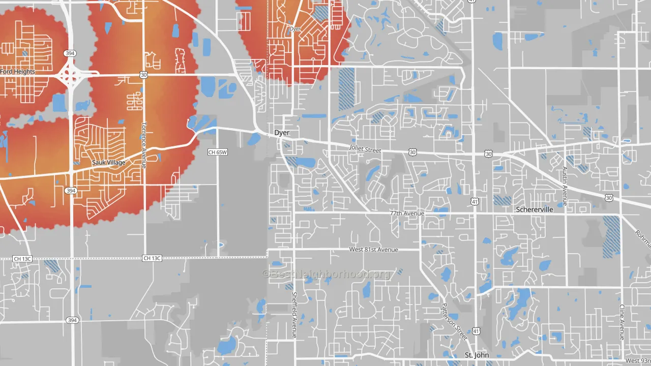 Transit Grade map of Dyer, IN