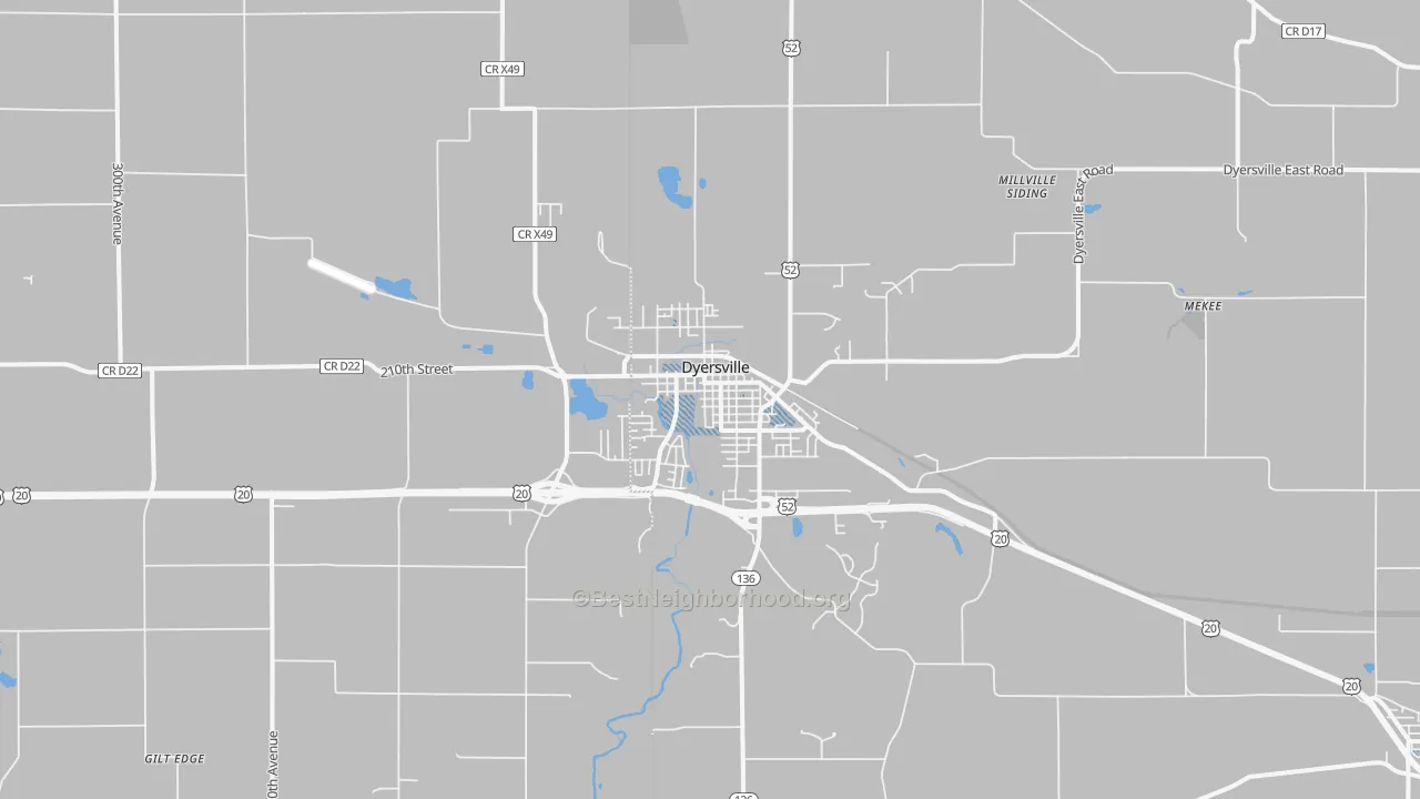 Transit Grade map of Dyersville, IA
