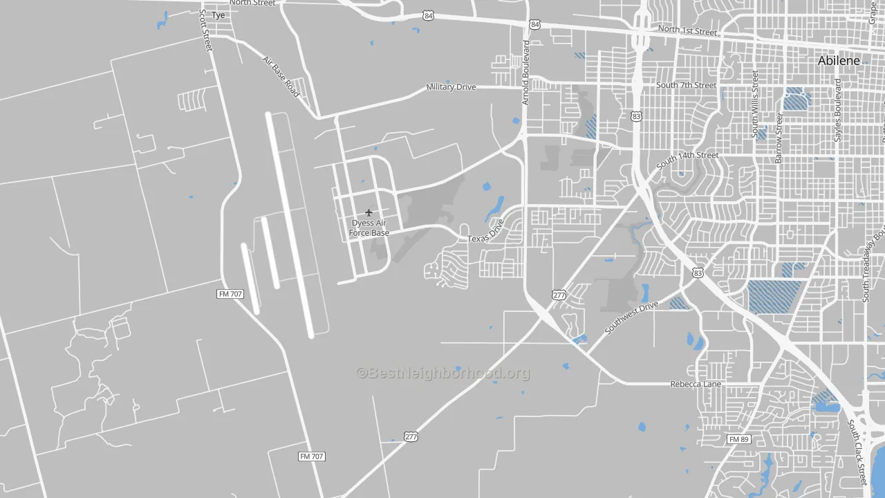 Transit Grade map of Dyess Afb, TX