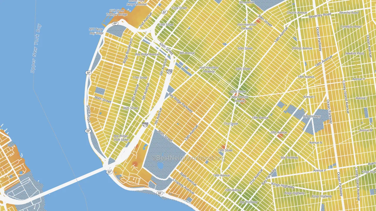 Transit Grade map of Dyker Heights, Brooklyn, NY