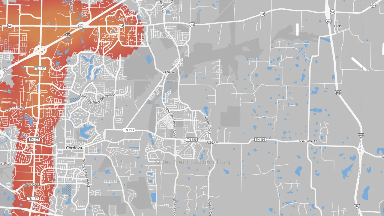 Transit Grade map of Eads-Fisherville, Cordova, TN