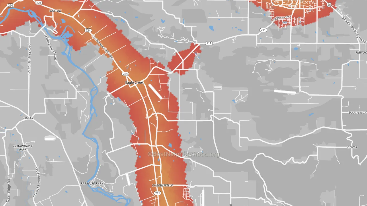 Transit Grade map of Eagle Creek, OR