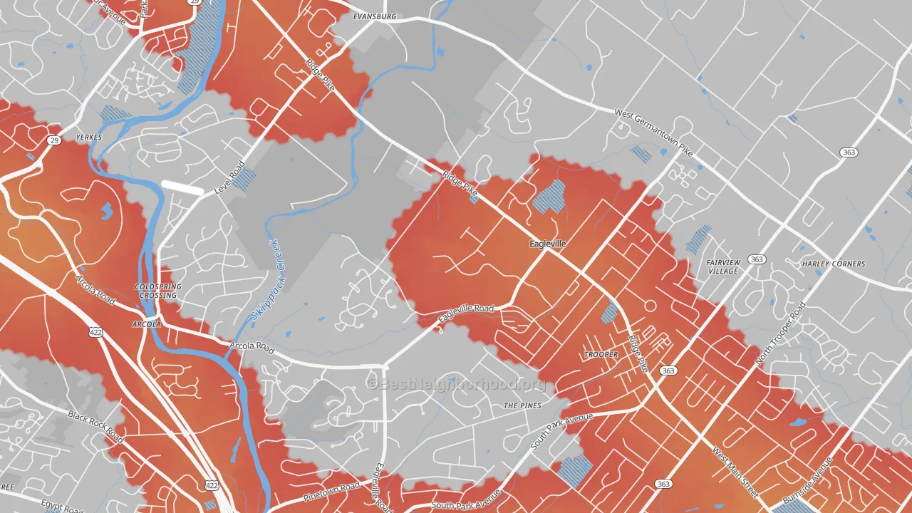 Transit Grade map of Eagleville, PA