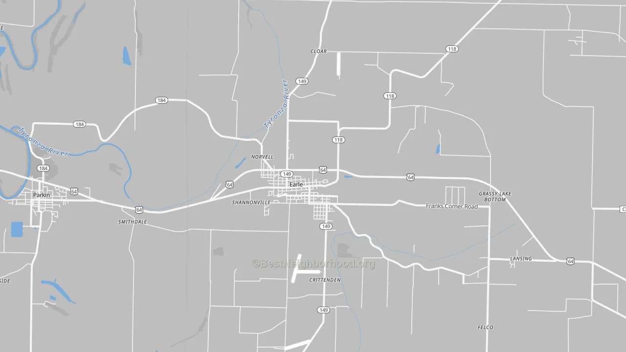 Transit Grade map of Earle, AR