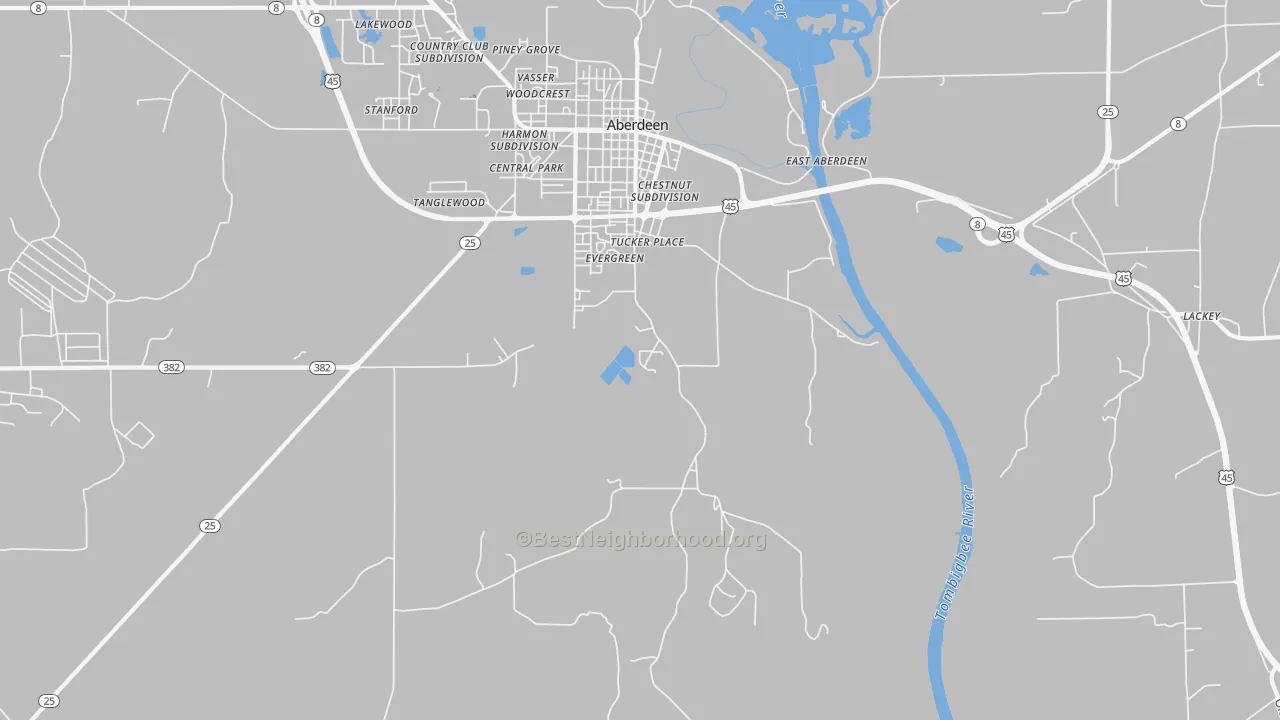 Transit Grade map of East Aberdeen, MS