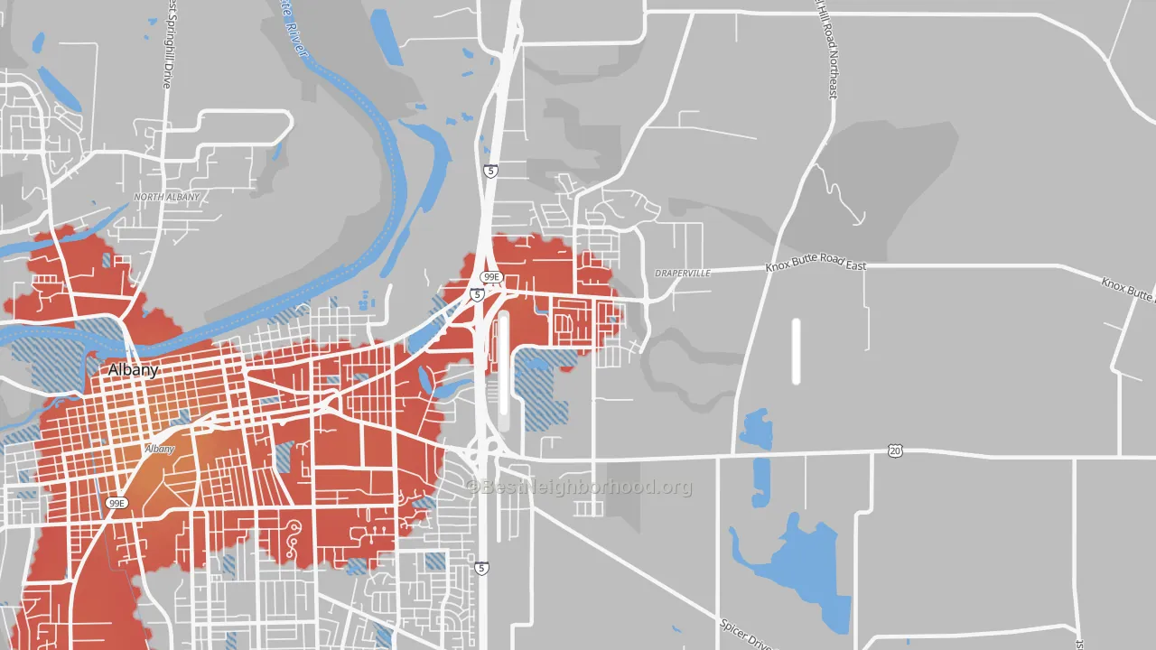 Transit Grade map of East Albany, Albany, OR