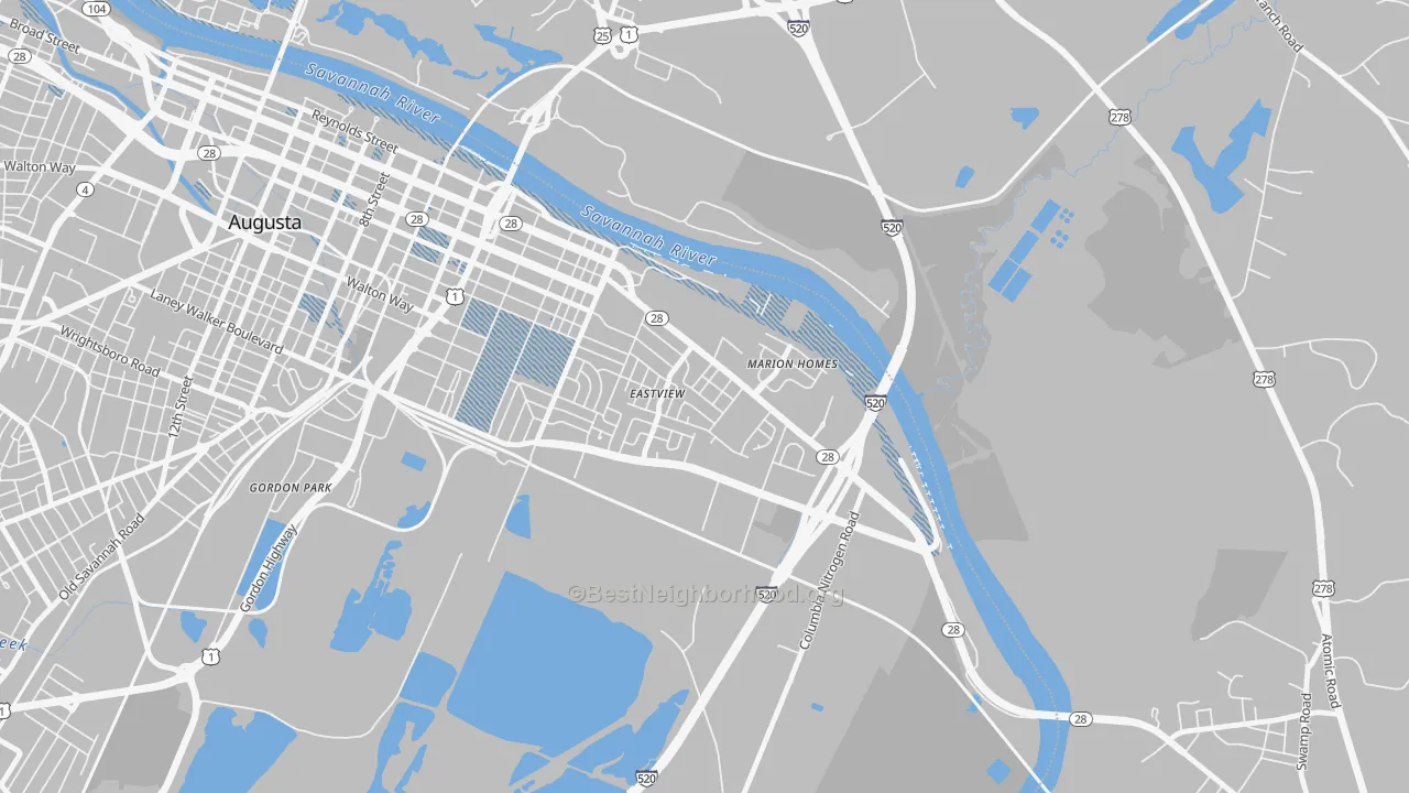 Transit Grade map of East Augusta, Augusta, GA
