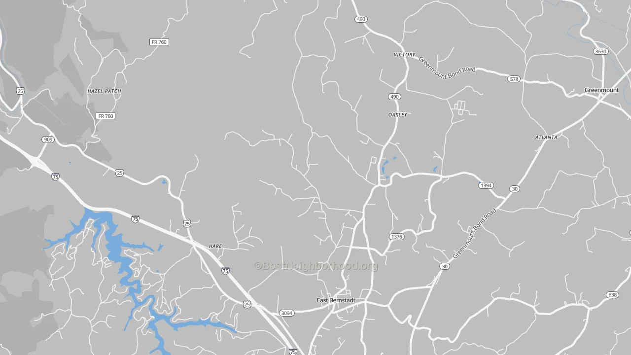 Transit Grade map of East Bernstadt, KY