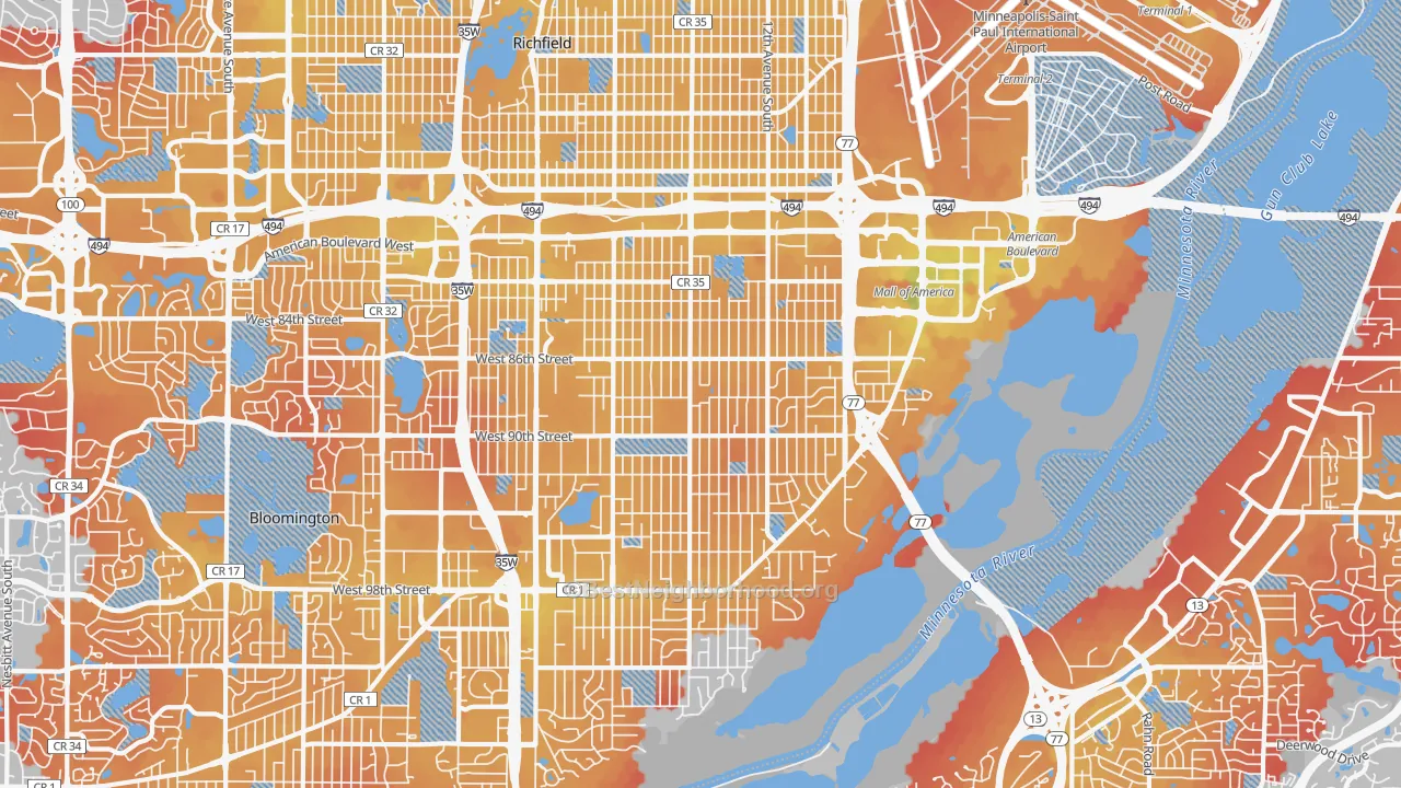 Transit Grade map of East Bloomington, Bloomington, MN