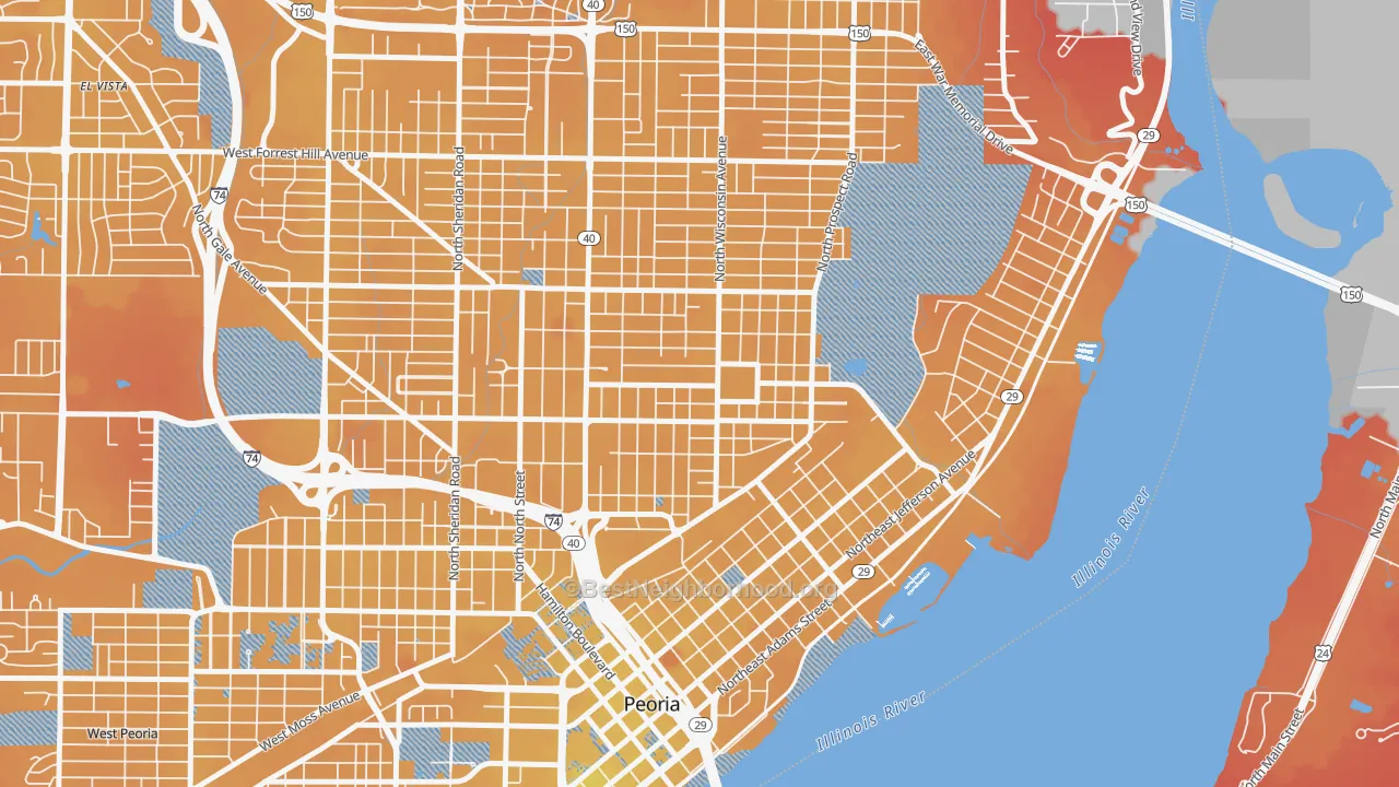 Transit Grade map of East Bluff, Peoria, IL
