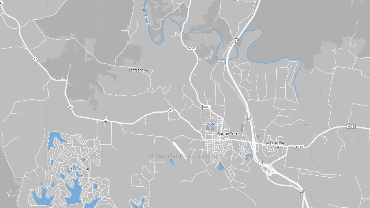 Transit Grade map of East Bonne Terre, MO