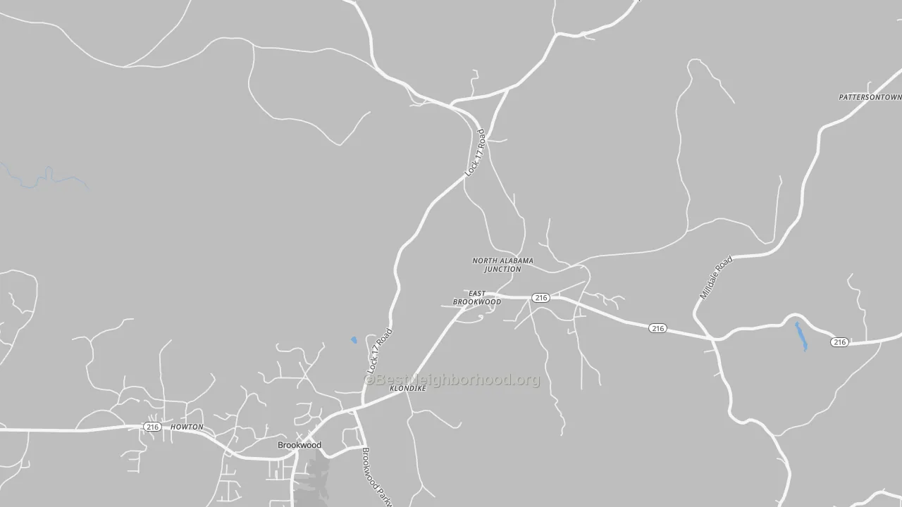 Transit Grade map of East Brookwood, AL