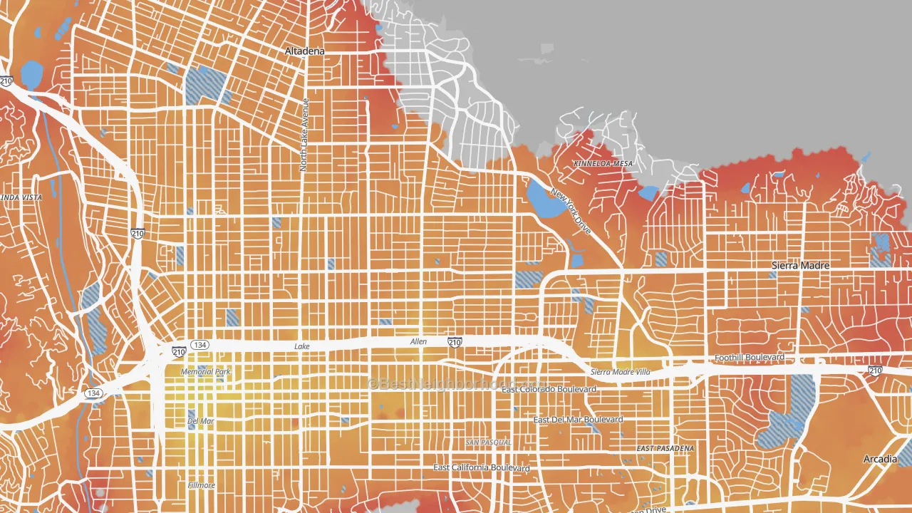 Transit Grade map of East Central, Pasadena, CA