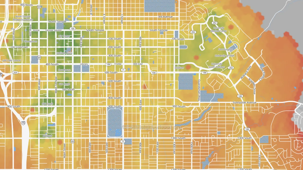 Transit Grade map of East Central, Salt Lake City, UT