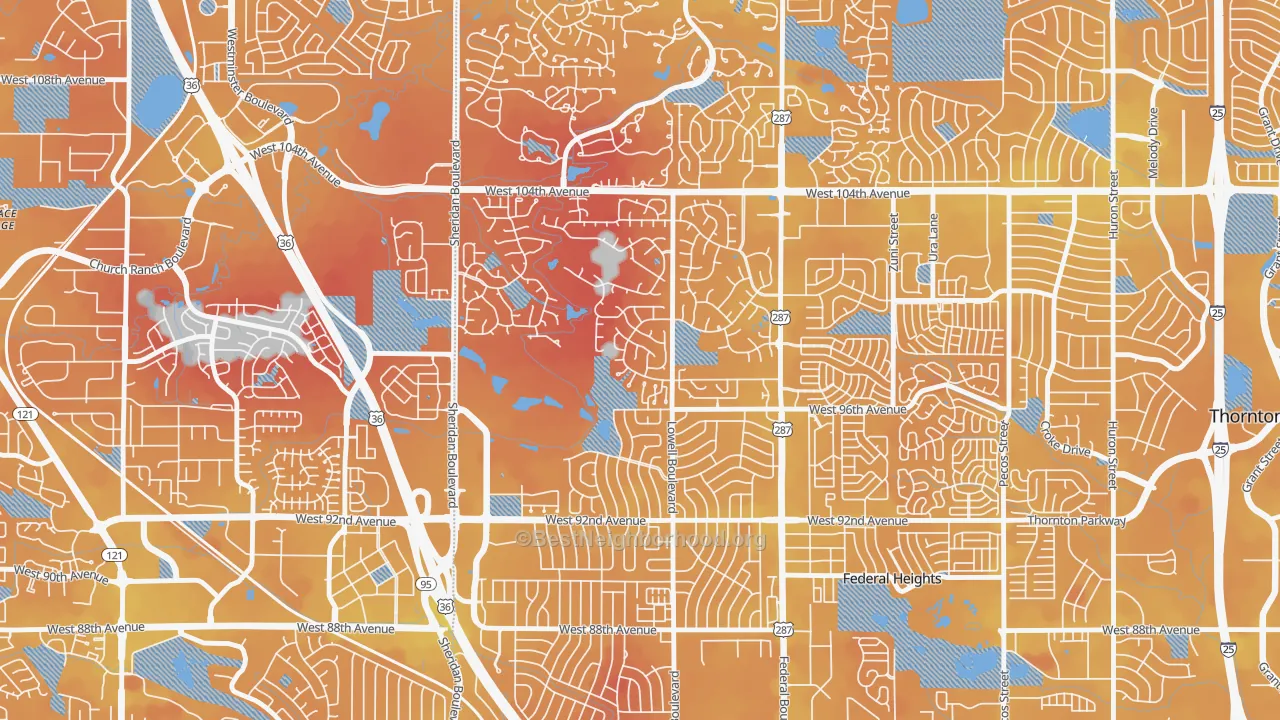 Transit Grade map of East Central Westminster, Westminster, CO
