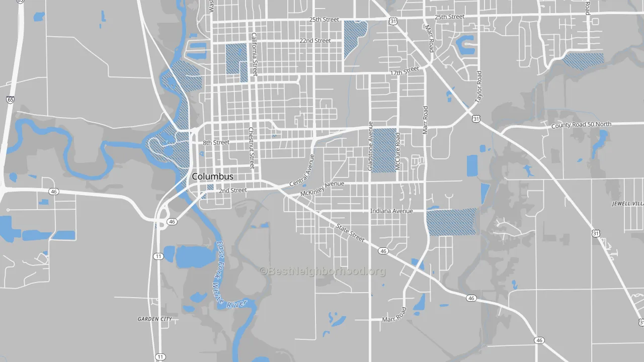 Transit Grade map of East Columbus, Columbus, IN