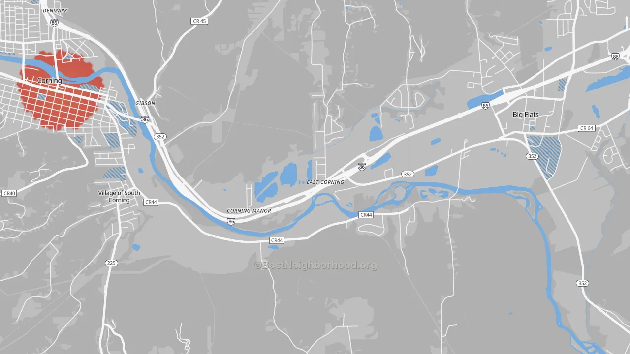 Transit Grade map of East Corning, NY