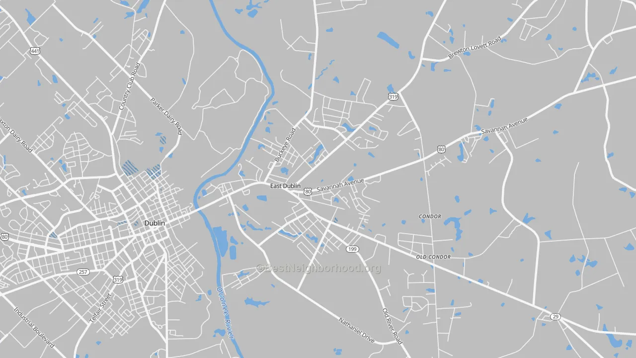 Transit Grade map of East Dublin, GA